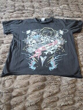 Ed Hardy Black Graphic Kids Tee Size Large